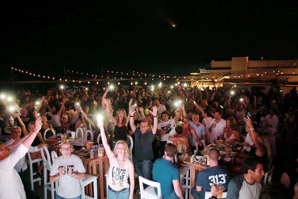 A party on the terrace at Sporting Club Beach, Ras Beirut