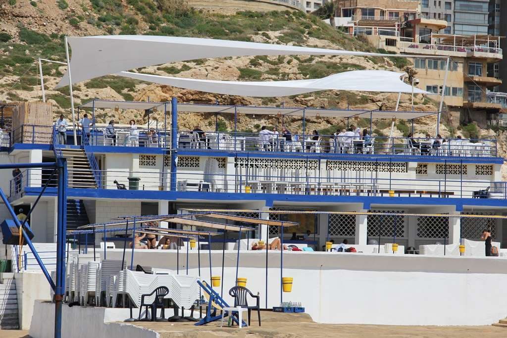 The terraces and the Sea Breeze lounge event venue at Sporting Club Beach