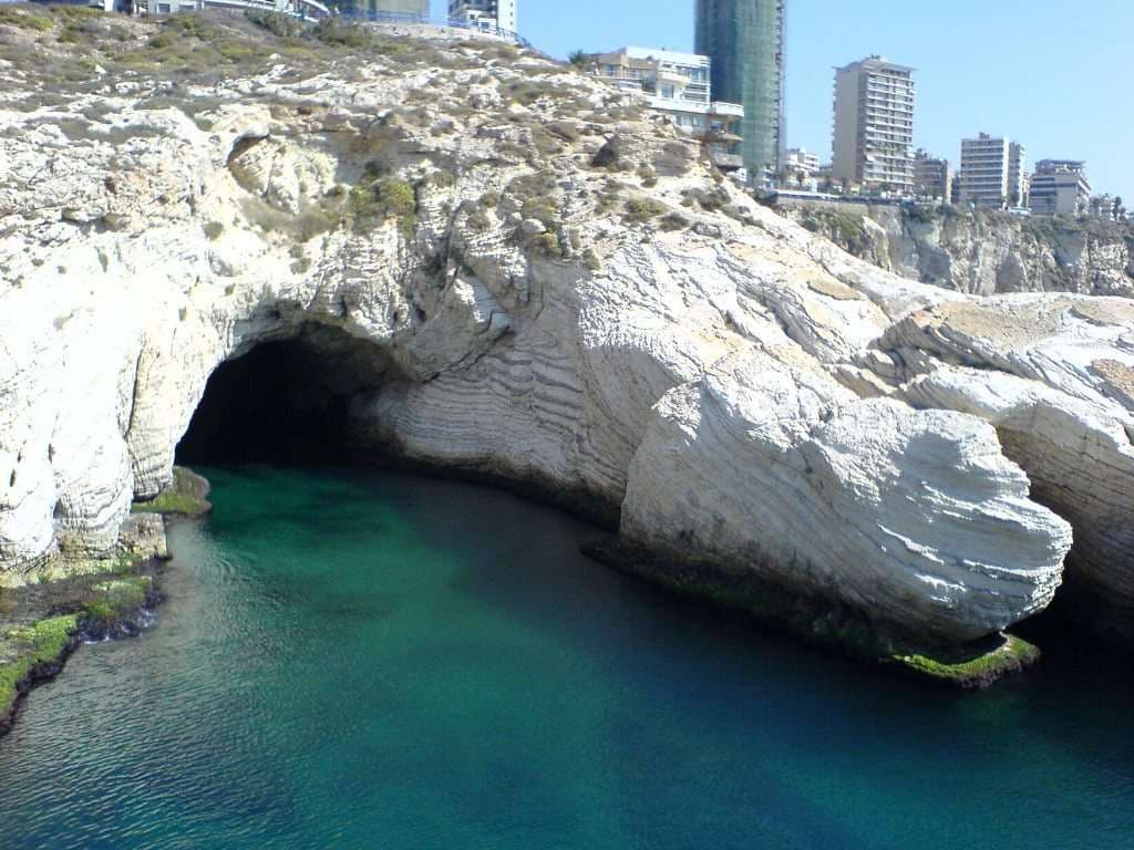 A sea arch off the Ras Beirut coast, the Pigeon Rocks at Raouche, near Sporting Club Beach