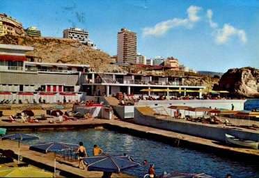 The pools and terraces at Sporting Club Beach above the sea