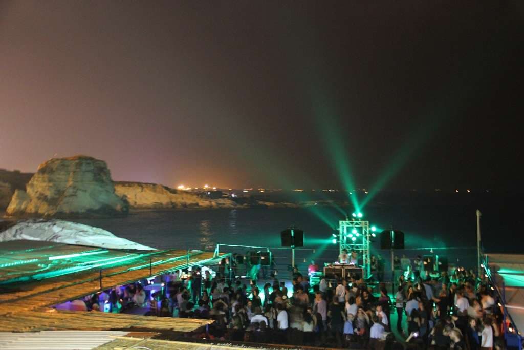 A party on the terrace at Sporting Club Beach, Ras Beirut