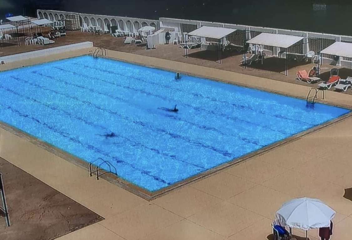 The 33-meter saltwater pool at Sporting Club Beach
