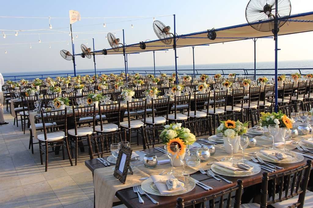 A wedding on the terrace at Sporting Club Beach, Ras Beirut