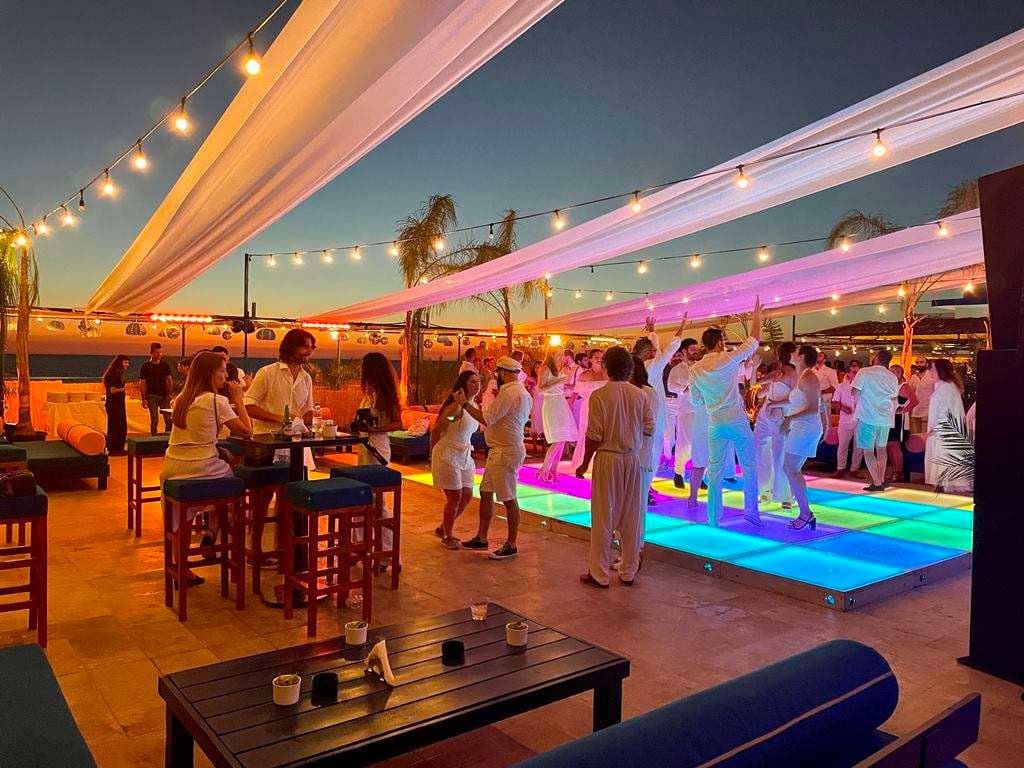 A party on the terrace at Sporting Club Beach, Ras Beirut