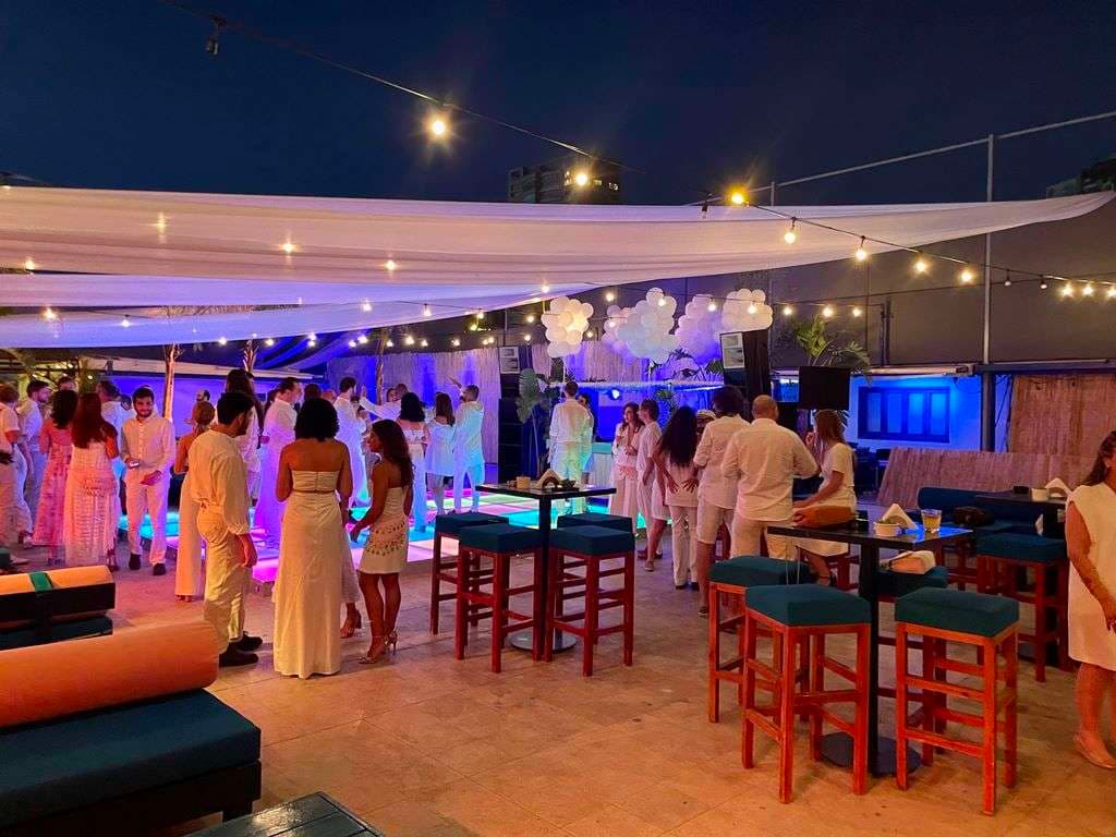 A party on the terrace at Sporting Club Beach, Ras Beirut