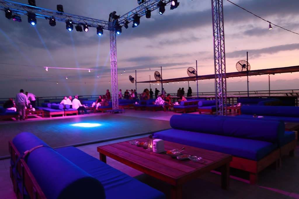 A party on the terrace at Sporting Club Beach, Ras Beirut