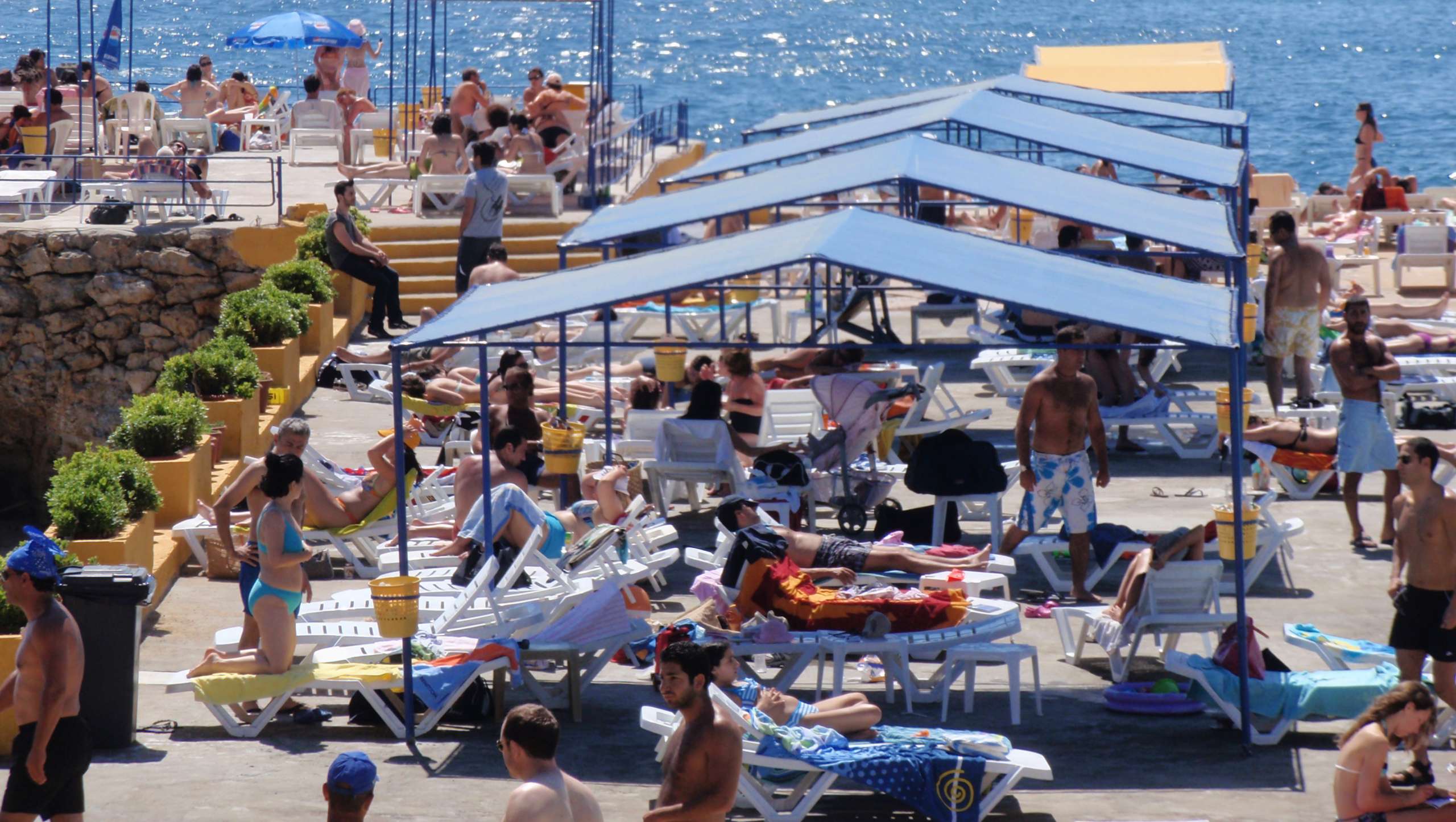 The saltwater pools and deck at Sporting Club Beach