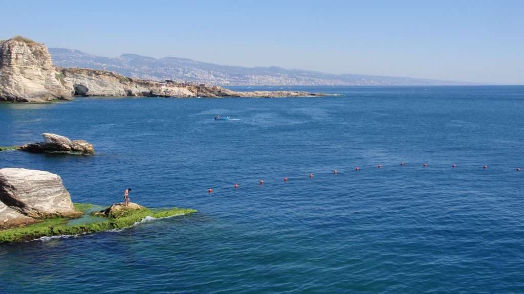 The pools and terraces at Sporting Club Beach above the sea