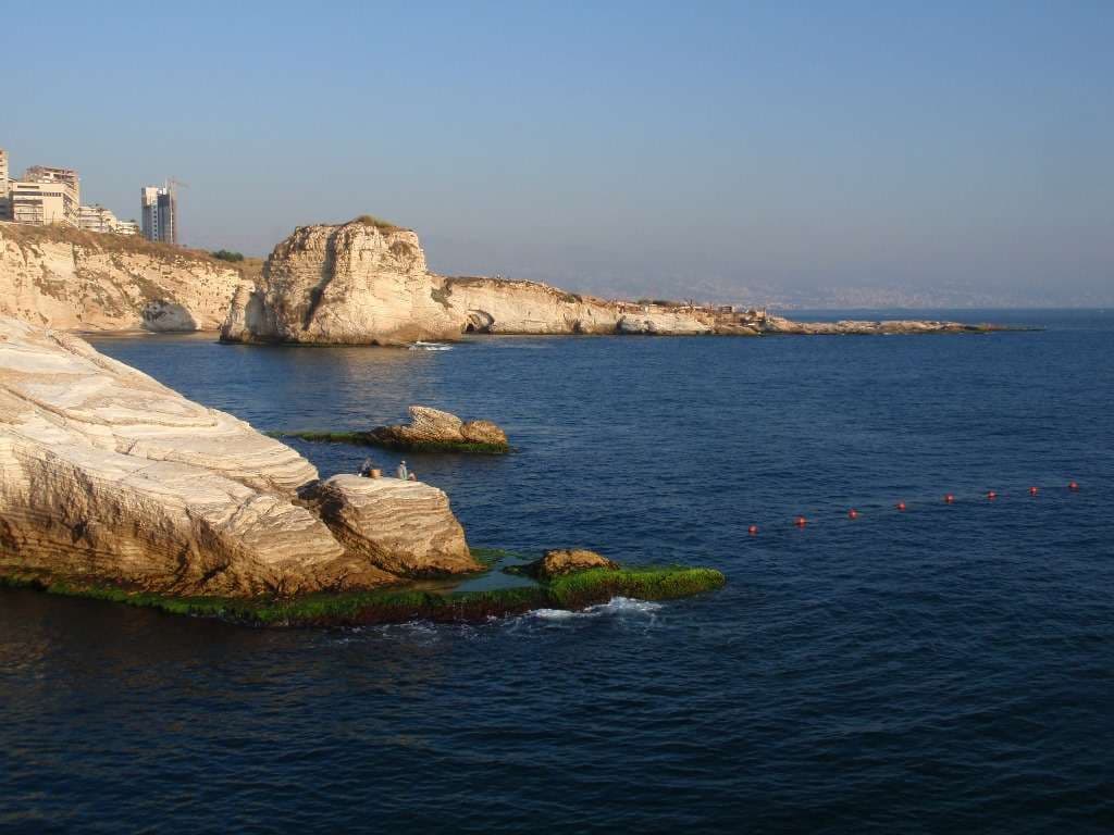 The Ras Beirut shoreline and Mediterranean at Sporting Club Beach