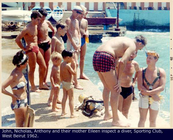 A diver at Sporting Club Beach — an archive photograph