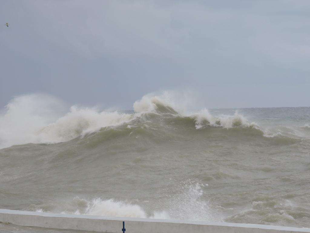 Storm waves churning off the Ras Beirut coast at Sporting Club Beach