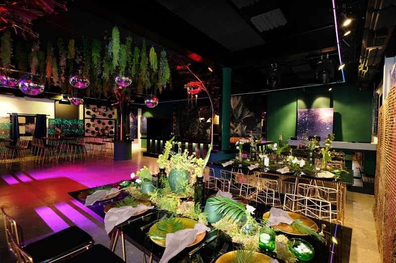 The Loft set for an event with dancefloor and tables at Sporting Club Beach
