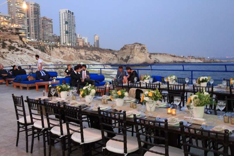 A sunset dinner on the terrace at Sporting Club Beach