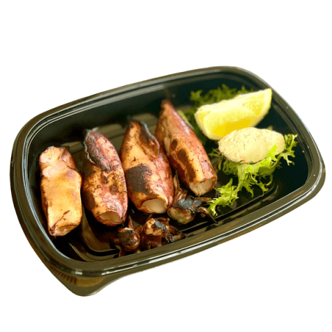 Grilled calamari from Feluka Express, Sporting Club Beach