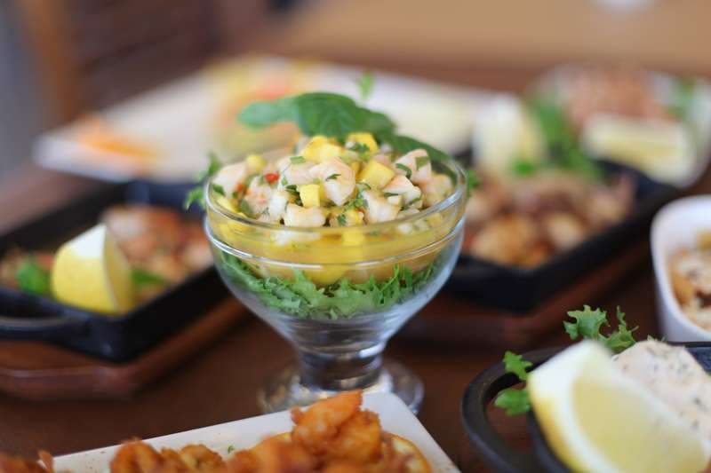 A shrimp and mango ceviche at Sporting Club Beach