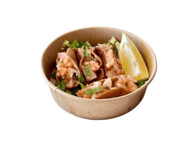 Salmon tacos from Feluka Express, Sporting Club Beach