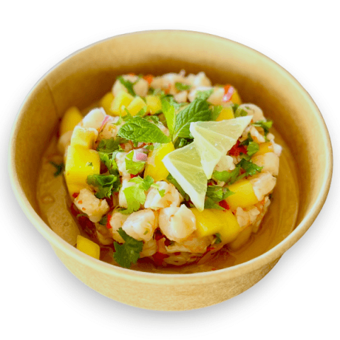 Shrimp ceviche from Feluka Express, Sporting Club Beach