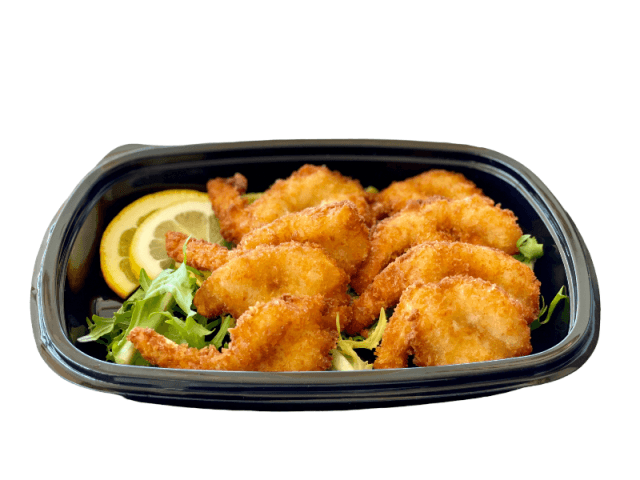 Breaded shrimp from Feluka Express, Sporting Club Beach