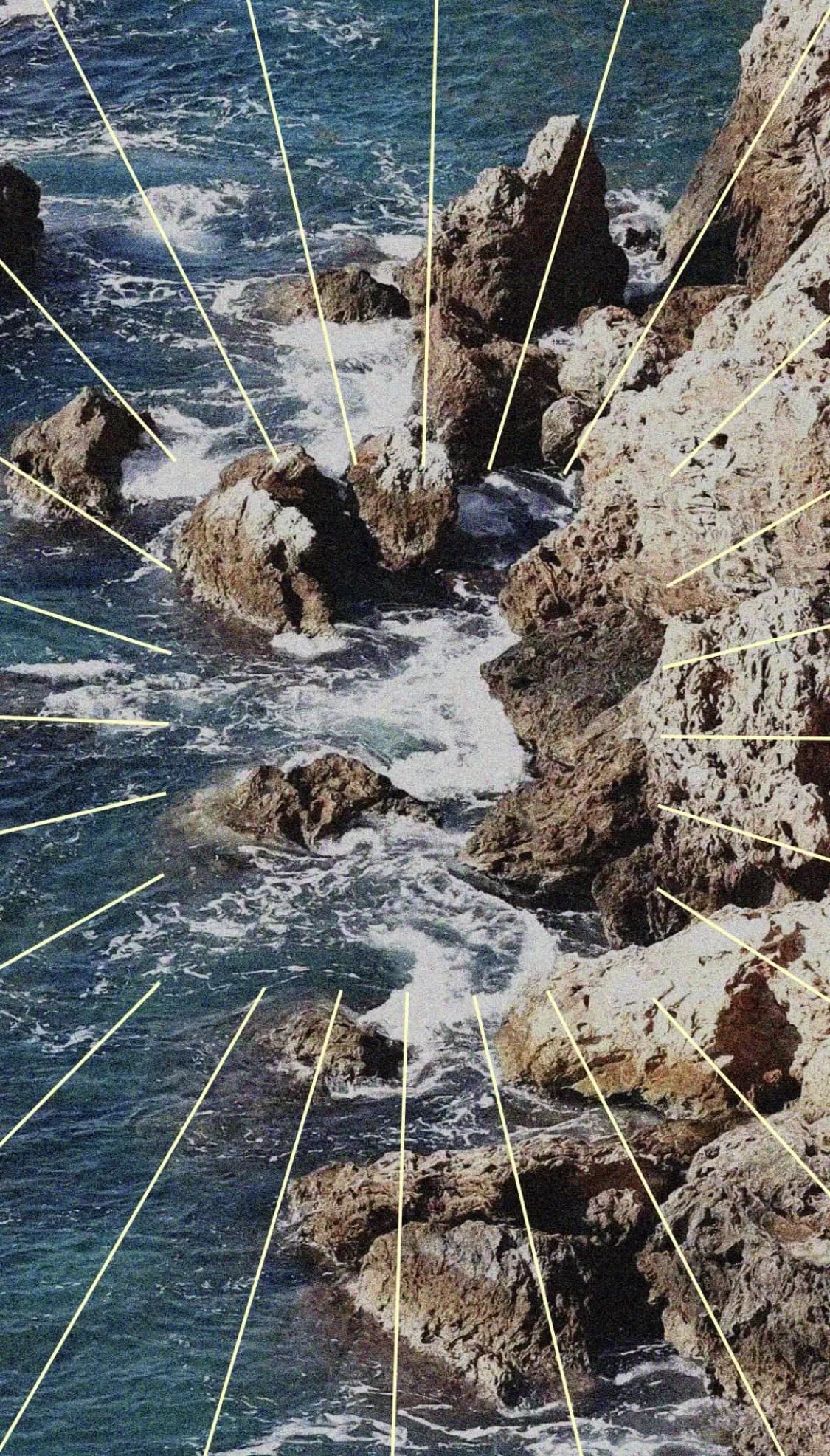 Waves breaking against the rocky coastline at Sporting Club Beach, Ras Beirut