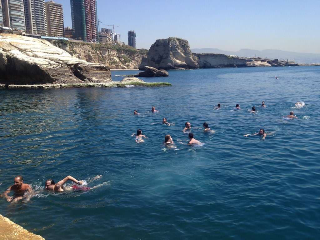 Calm Mediterranean water off the shoreline at Sporting Club Beach