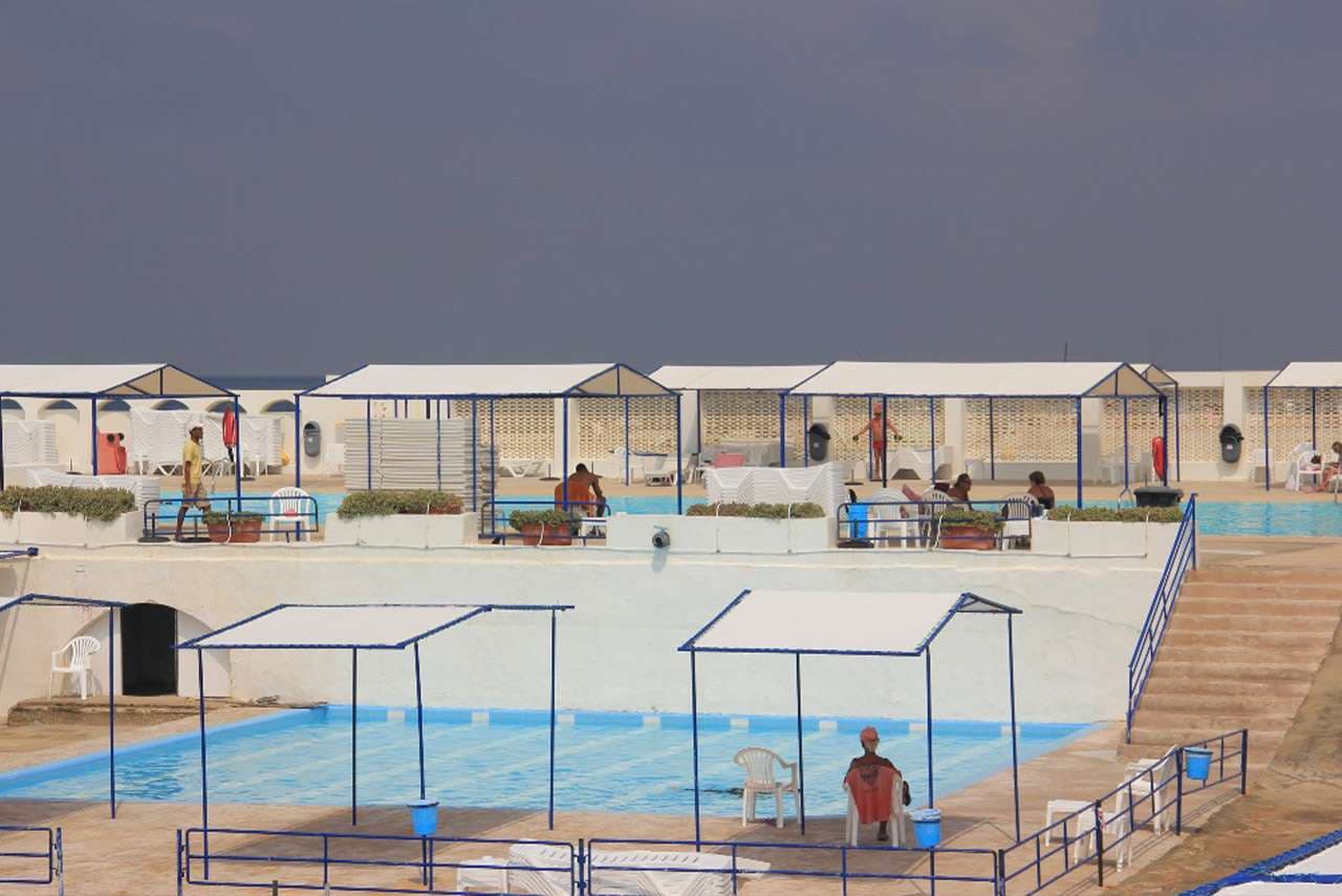The children's saltwater pool at Sporting Club Beach, sized and supervised for young swimmers