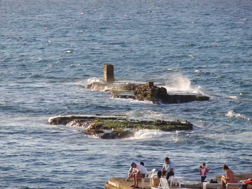 The Mediterranean and the Ras Beirut coastline, looking west from Sporting Club Beach