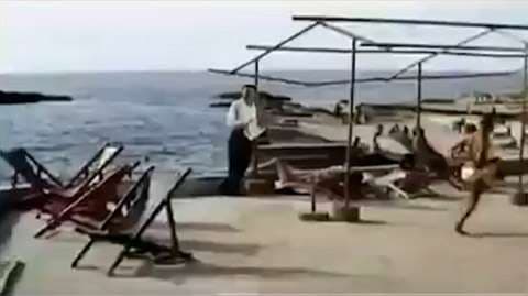 Frame from the 1966 spy film Agent 505 Death Trap Beirut, with footage shot at Sporting Club Beach