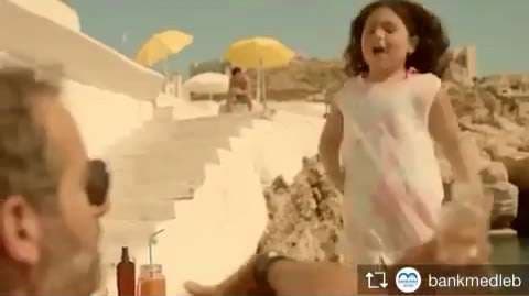 Frame from a Bankmed advertising campaign filmed at Sporting Club Beach in Ras Beirut