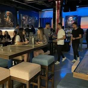 Guests at a private celebration in the indoor lounge at The Loft by Sporting
